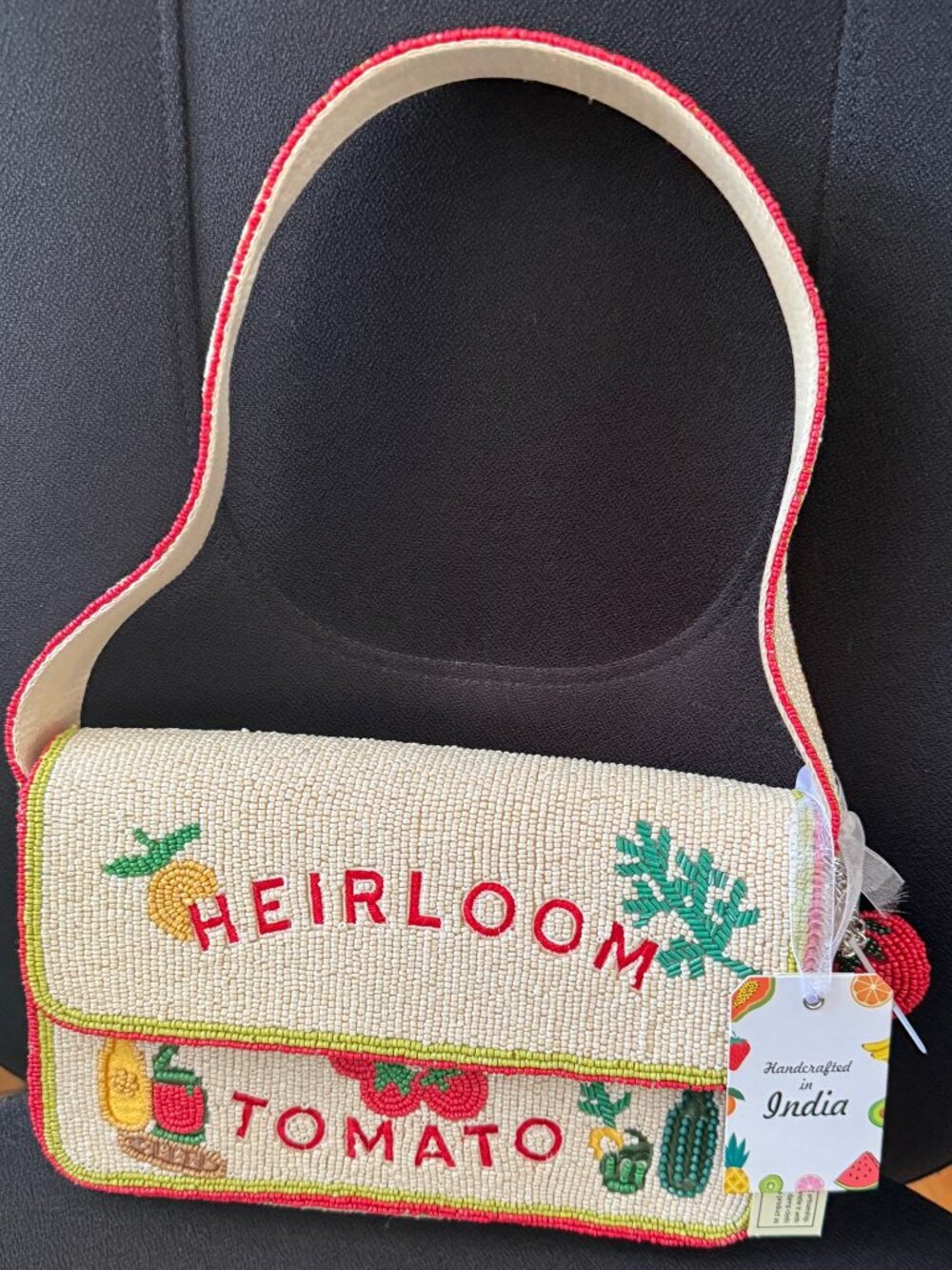 NWT Viral Heirloom Tomato Beaded Bag Handcrafted Purse